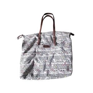 Unionbay Unicorn Rainbow Tribal Print Tote Bag w Leather Handles 18.5" L X 14.5"